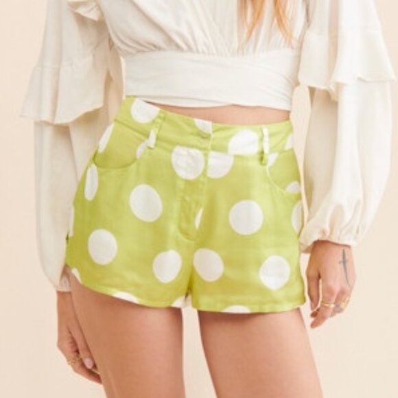NEW FOR LOVE AND LEMONS LEANDER LT GREEN SHORTS W/POLKA-DOT PRINT SIZE M - Picture 1 of 9
